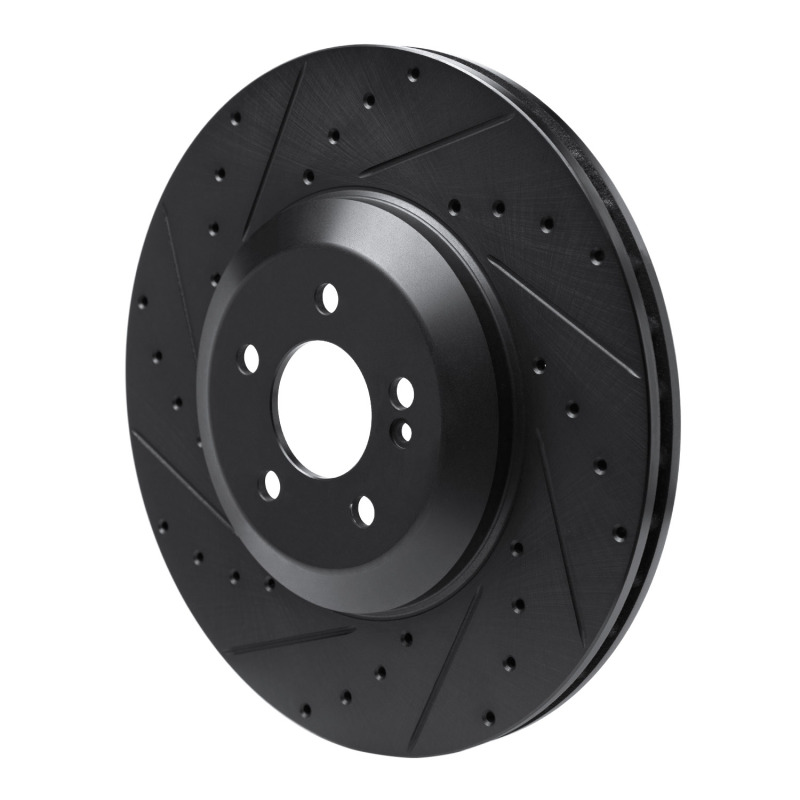 Mercedes-Benz E43 AMG Brake Rotor (1) - Rear Left - R1 Concepts - Drilled & Slotted - Black - `17-`23